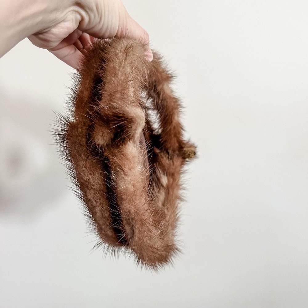 VTG 50's Women's‎ Mink Fur Net Hat Fascinator Hair Piece Brown Winter - Picture 5 of 7